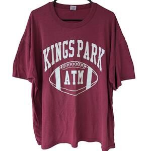 Y2K Vintage Russell Athletic Kings Park ATM Football Tee XL Maroon Sportswear